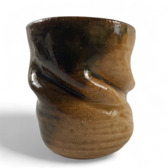 Abstract Sculptural Stoneware Studio Pottery Hand Thrown Glazed Vase Mug Vessel - Picture 8 of 10